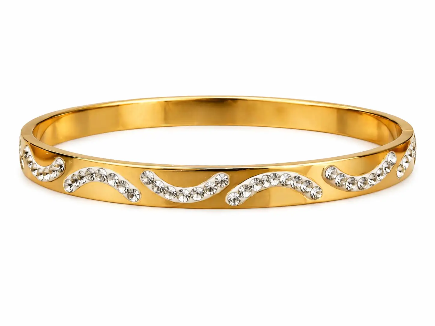 Elegant Gold Crystal Wave Bangle
