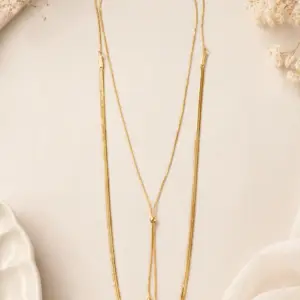 Elegant Layered Gold Y Necklace