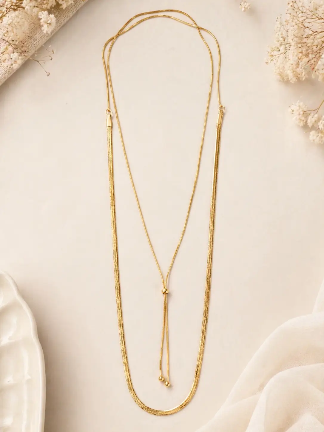 Elegant Layered Gold Y Necklace
