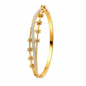 Gold Daisy Pattern Zircon Bangle