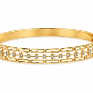 Luxury Gold Chain-Link Zircon Bangle