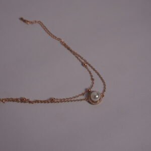 Rose Gold Double Chain Pearl Bracelet