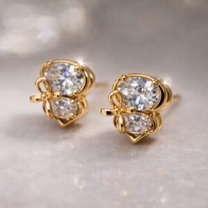 Gold Plated Butterfly Crystal Stud Earring